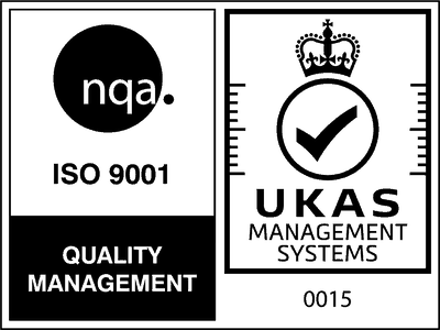 Marchio di certificazione ISO 9001 di NQA, con accreditamento UKAS: i dati del certificato