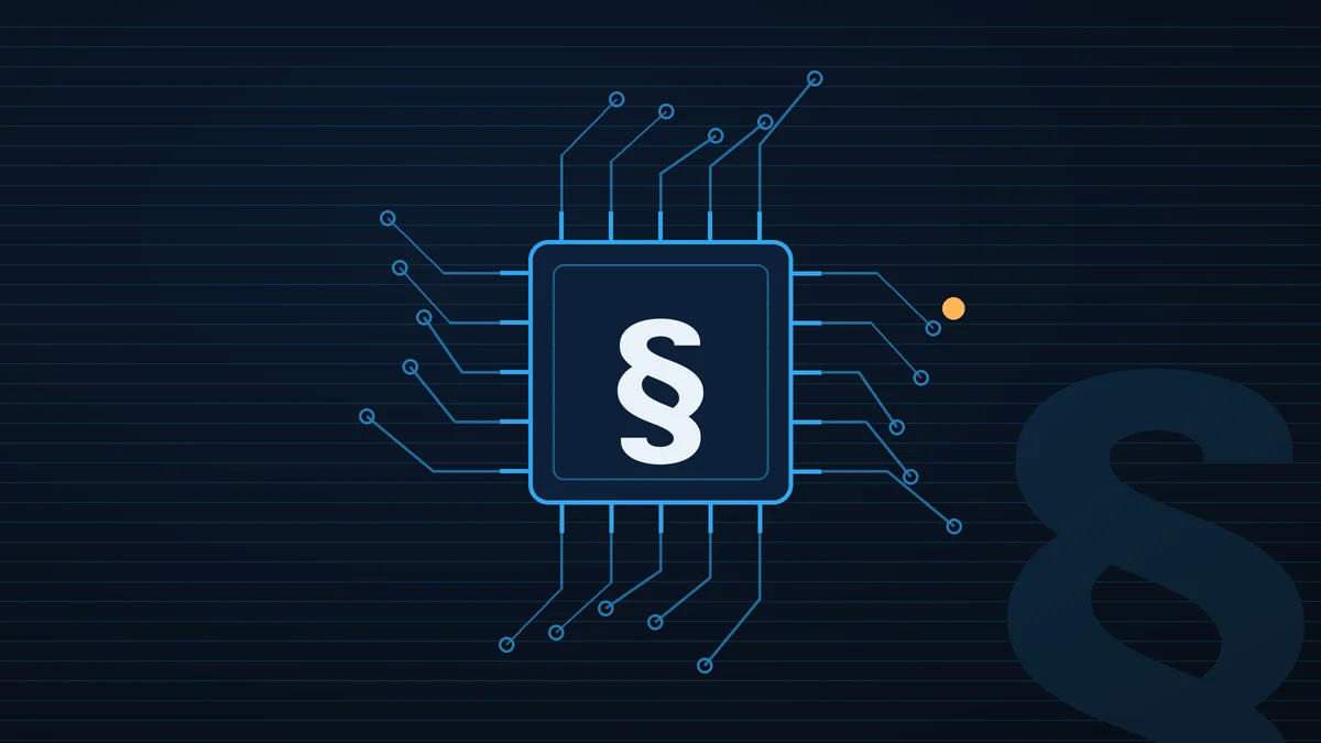 Illustrazione: un chip con il simbolo del paragrafo e le piste di un circuito