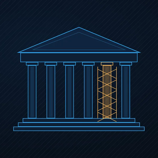 Illustrazione: il colonnato di un edificio monumentale con una colonna sotto restauro