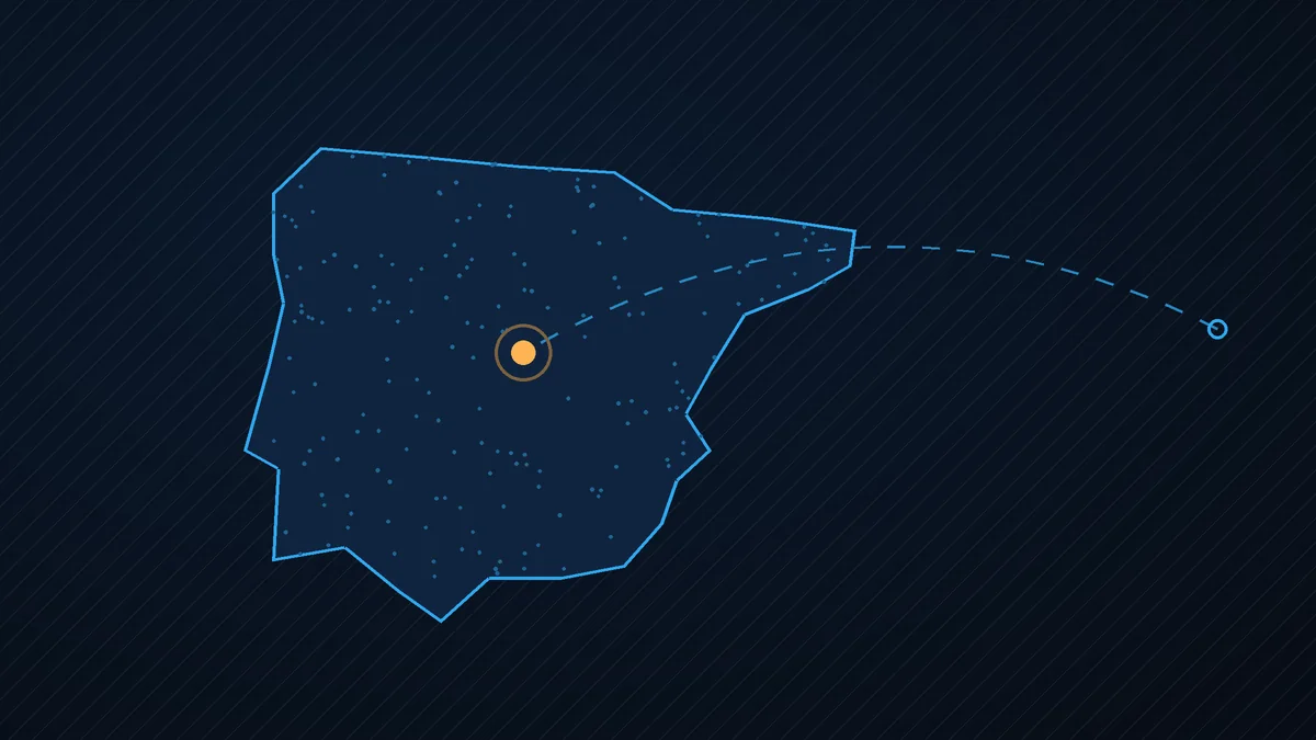 Illustrazione: la penisola iberica collegata a Madrid