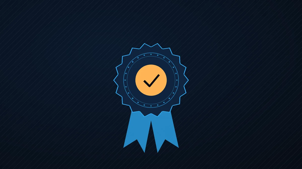 Illustrazione: un sigillo di certificazione con il segno di approvazione