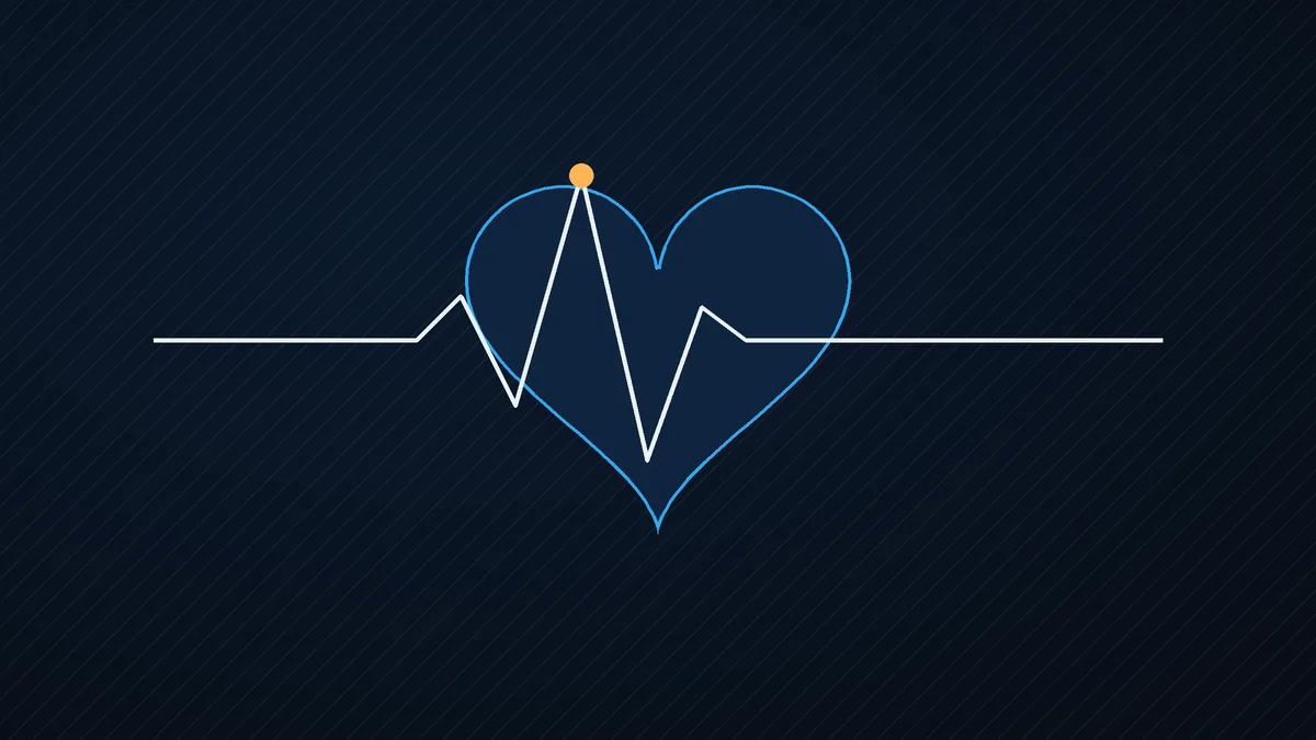 Illustrazione: un cuore attraversato dal tracciato del battito