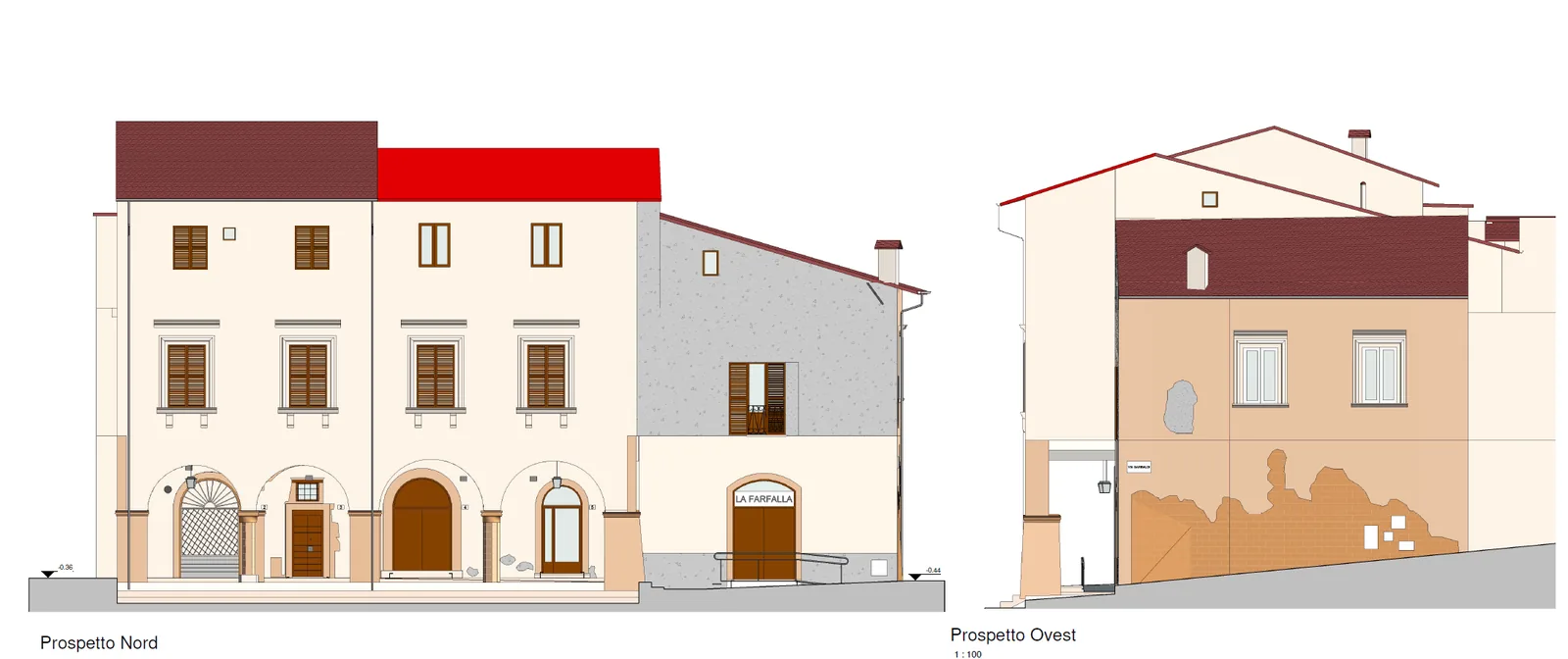Prospetti di un palazzo storico di Cittaducale ricavati dal modello HBIM