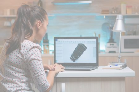 Designer engineer analizing new prototip of 3D model of the plant